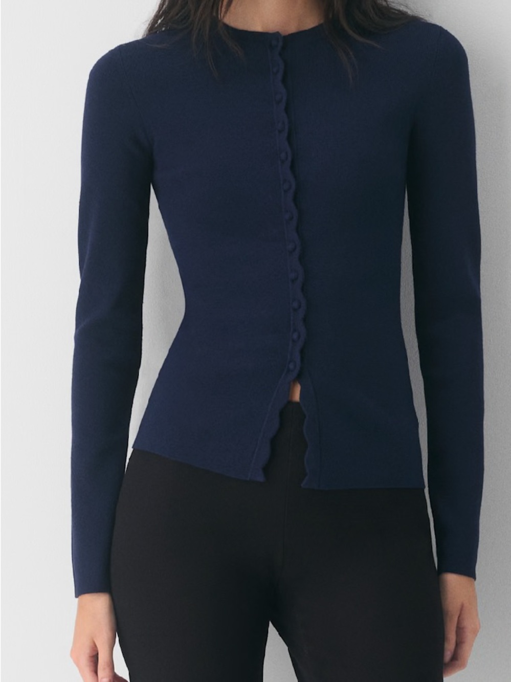 Admiral navy Button-Front Women's Sweater Shelly cardigan. Wilfred